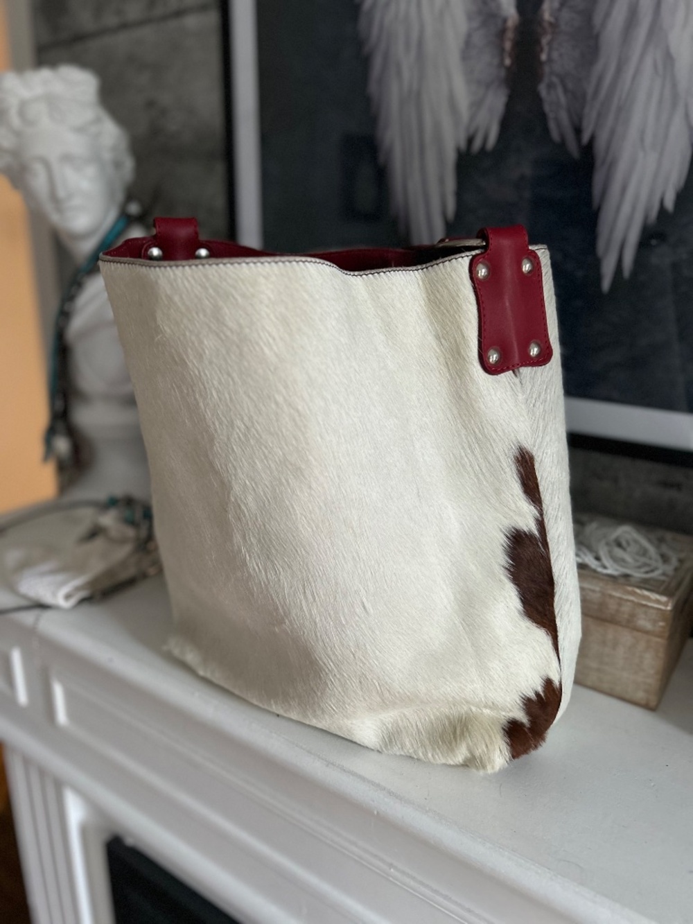 GENUINE Maurizio Taiuti LEATHER Cow Hide Shoulder Bag